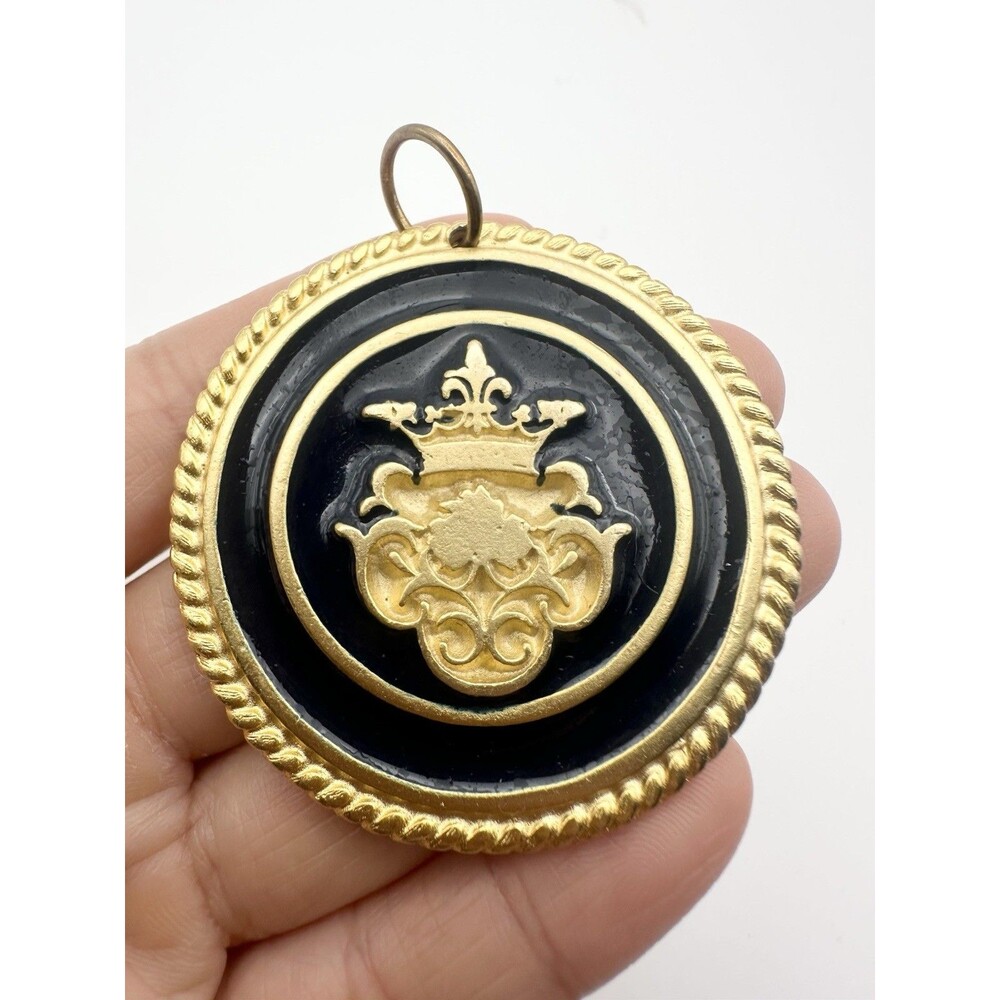 Vintage Gold Tone Enable Crown Pendant Large